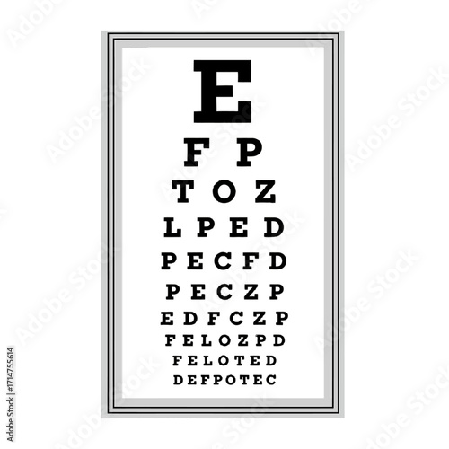 A standard eye chart with letters decreasing in size from top to bottom, used for vision testing.