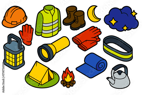 set of different objects for the party