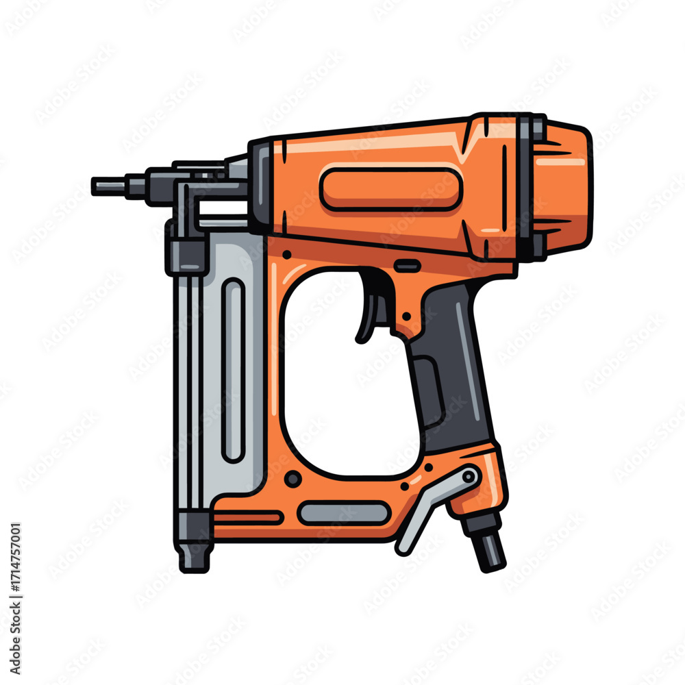 Fototapeta premium Orange and gray pneumatic nail gun illustration.