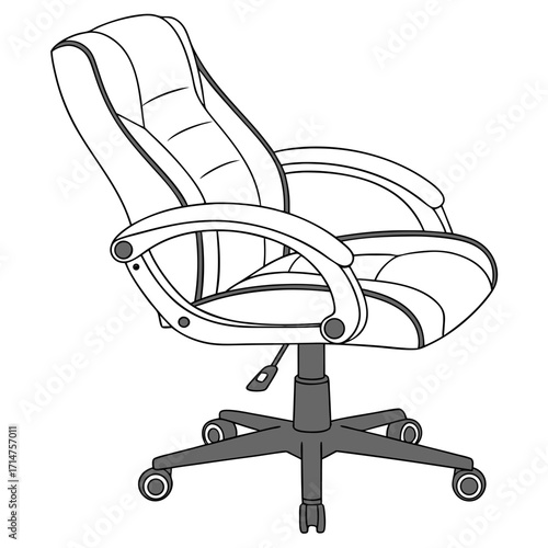 Modern executive office chair with padded seat and back on swivel base with wheels