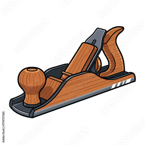 A detailed illustration of a wood hand plane.
