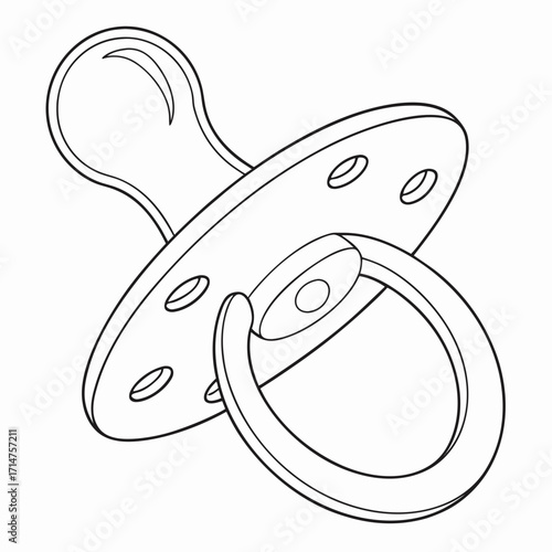 Simple outline drawing of a baby pacifier with a ring for easy holding on a white background