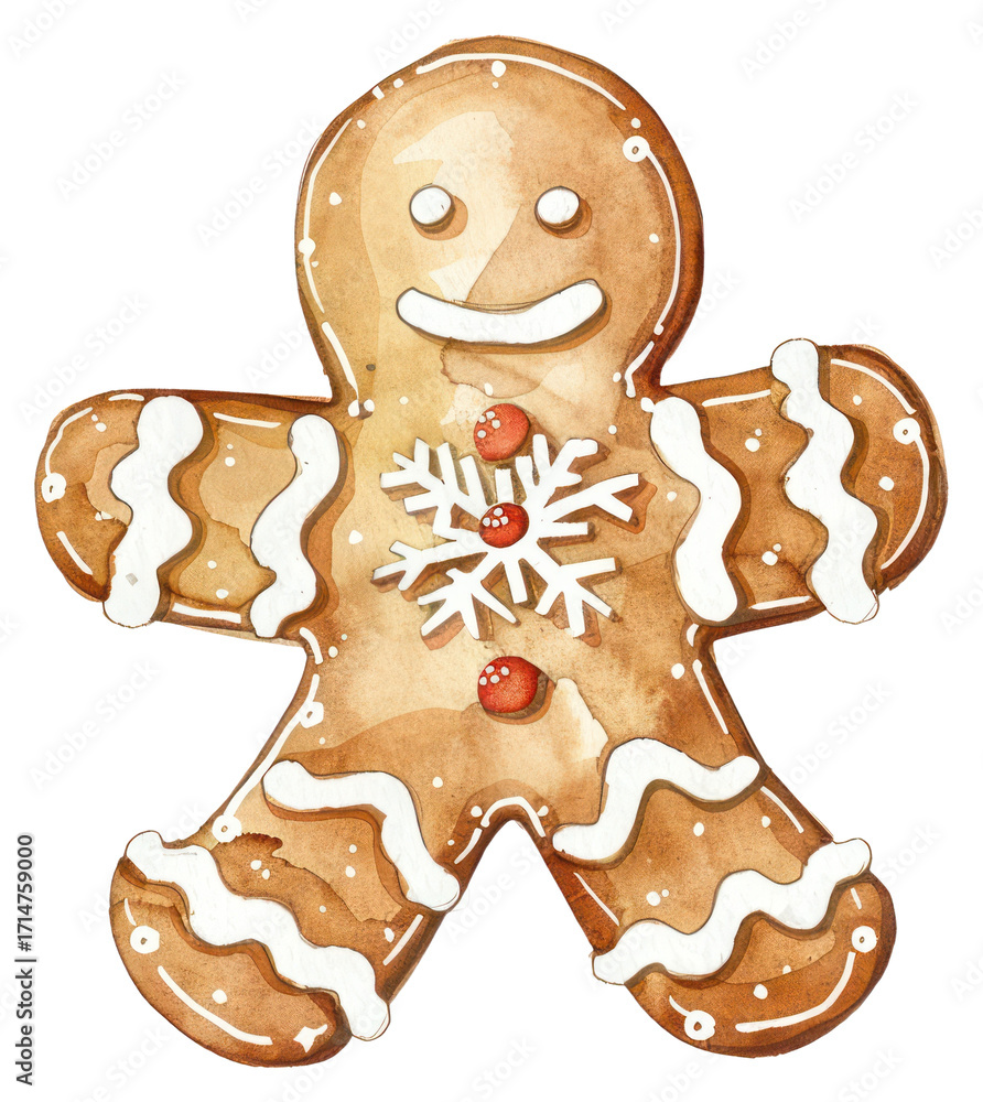 Obraz premium PNG An isolated Christmas ginger bread cookie in snowflake shape illustration gingerbread christmas.