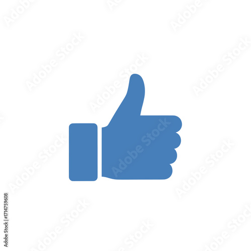 Blue thumbs up icon, representing approval, like, agreement, and positive feedback.