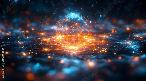 Abstract glowing sphere with light trails