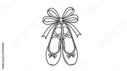 Ballet shoes illustration tied with a ribbon for coloring pages  