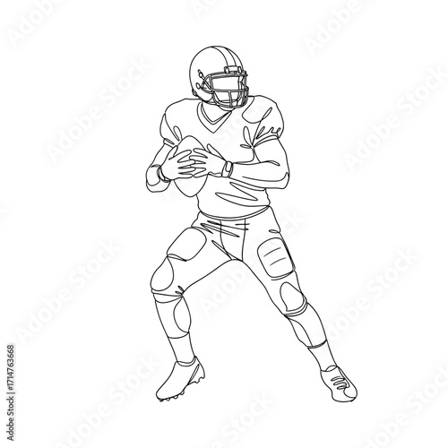 Football player preparing to throw the ball in sketch style  