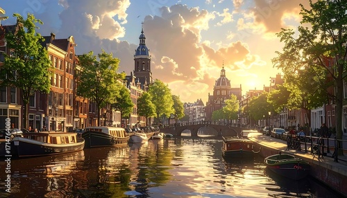 Amsterdam Canal Sunset Splendor