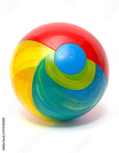 Colorful beach ball on white
