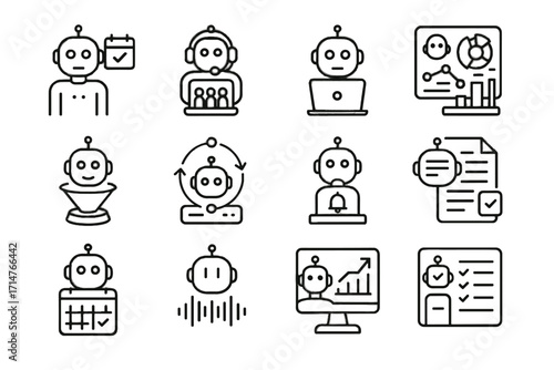 Office connected coordinator assistant icon task holographic icons workflow vector ai helper