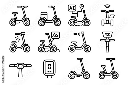 Outdoor vector terrain urban scooter interactive road eco mobility off tracker speed