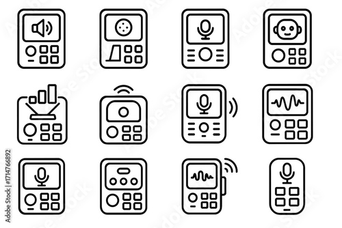 Voice interactive educational learning audio icon classroom dictation vector tablet portable pad