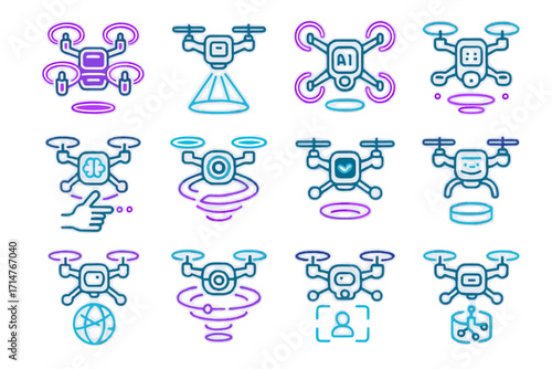 Predictive icon nano micro augmented futuristic holographic drone vector device smart interactive