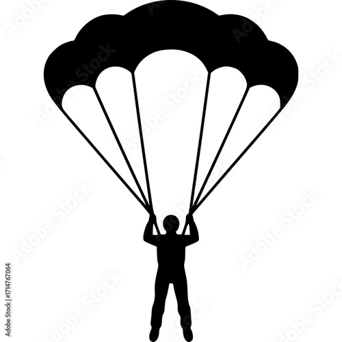 Skydiving Silhouette: A daring silhouette of a skydiver gracefully descending beneath a parachute, symbolizing freedom and the thrill of adventure.