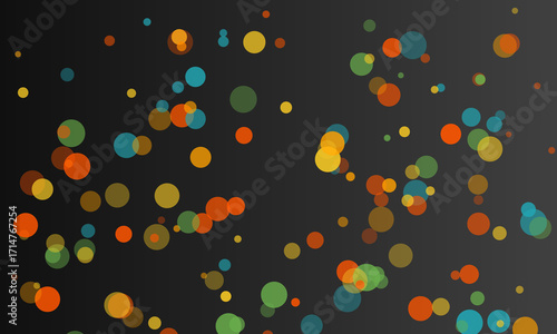 Vibrant Bokeh Circles on Dark Gray Gradient Background