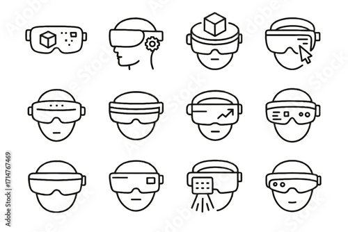 Gear ar display futuristic vector headset portable icon digital mixed