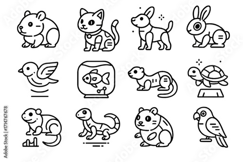 Smart pet robotic icon rabbit cyber cat bird hamster portable interactive vector