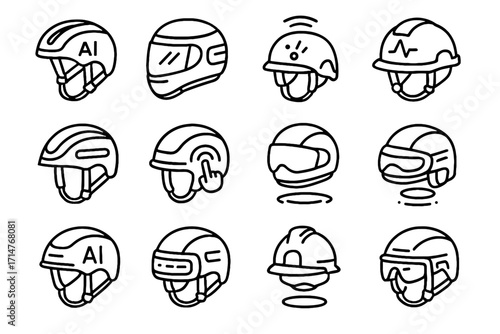 Floating predictive smart helmet compact sports portable training pocket vector icon