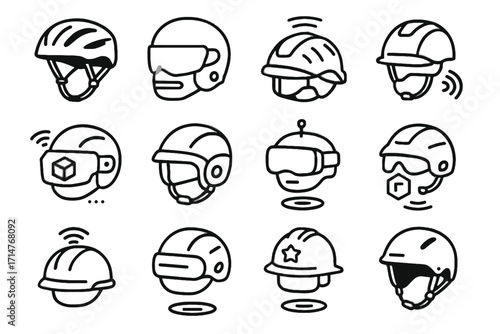 Helmet icons portable icon holographic training predictive sports vector compact smart