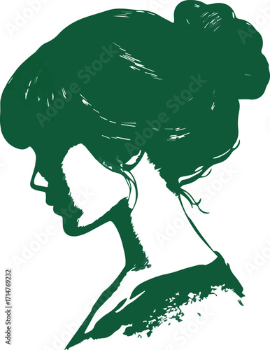 Elegant woman profile silhouette with elaborate hairstyle