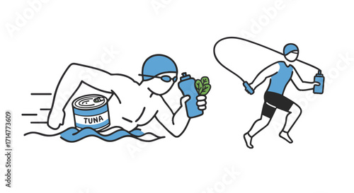 Healthy Lifestyle Swimming, Running, and Nutrition