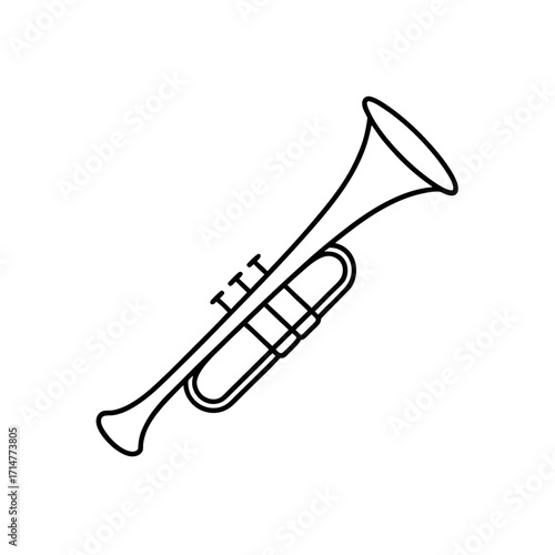 A simple trumpet outline on transparent background