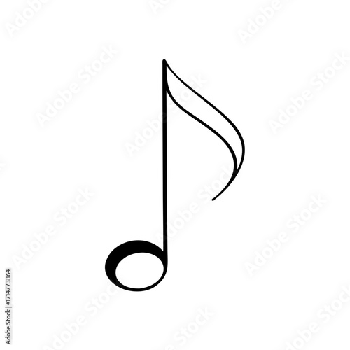 Single eighth note icon on transparent background