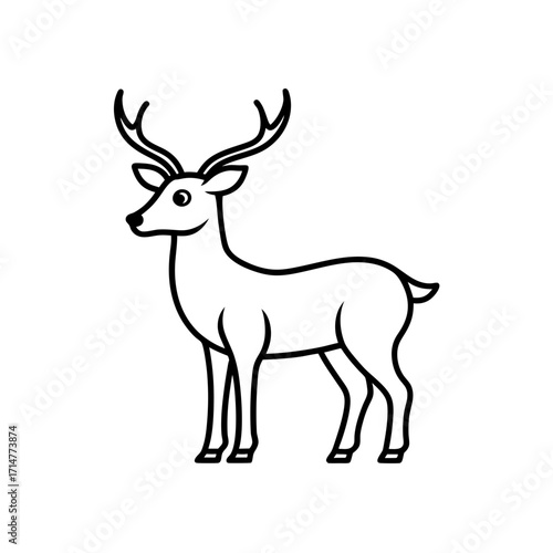 Outline drawing of deer on transparent background