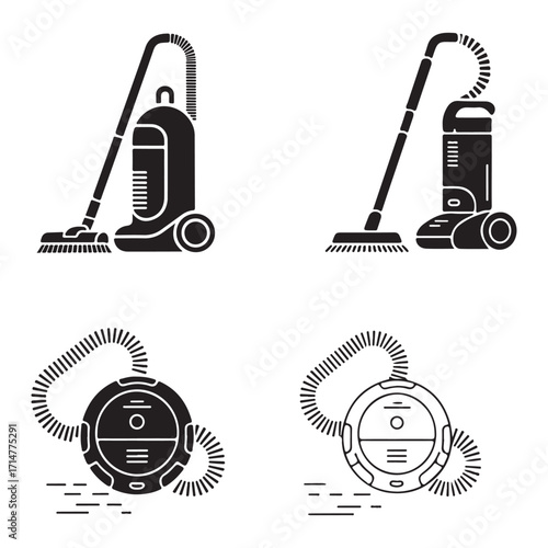 Upright vacuum cleaner vector design