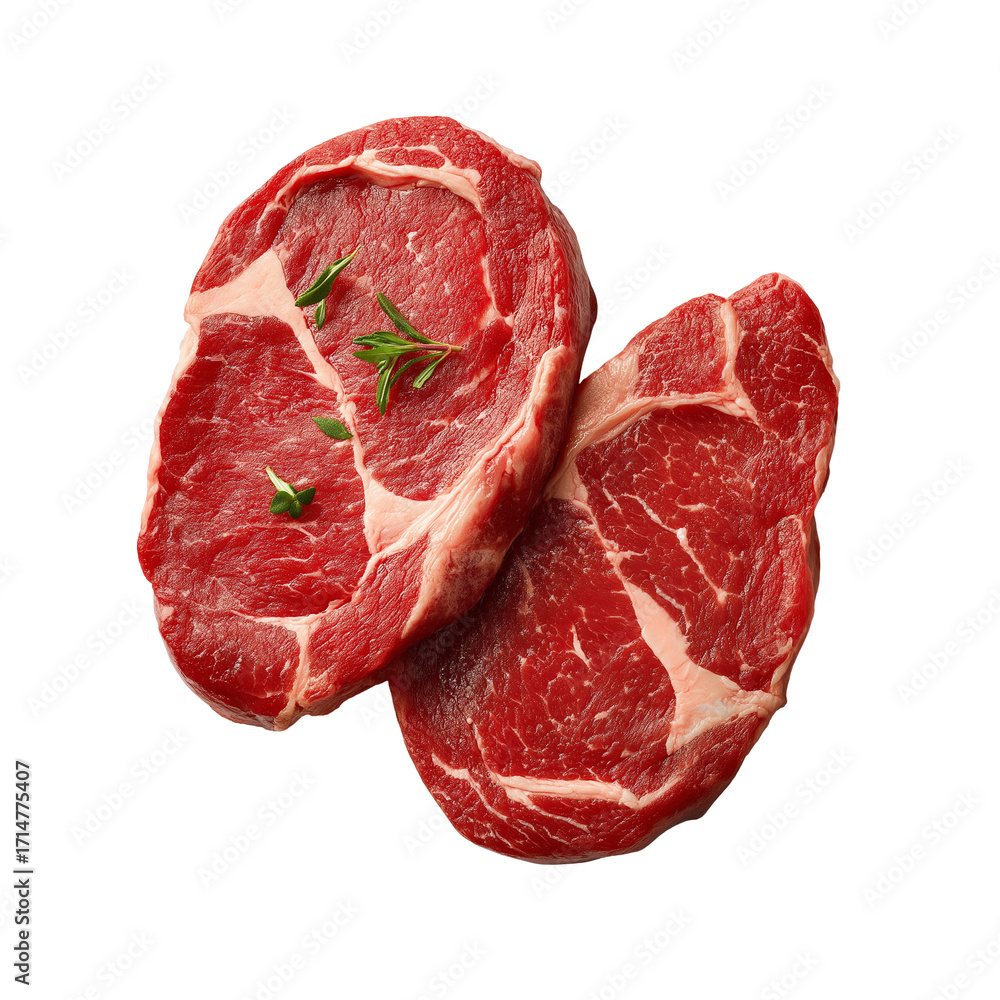 Fototapeta premium Raw ribeye steaks isolated on white background
