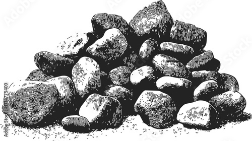 Cairn sketch hand drawn pile of rocks in black and white — stock vector