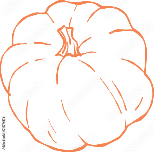 Orange pumpkin outline, Halloween clip art, autumn icon decor