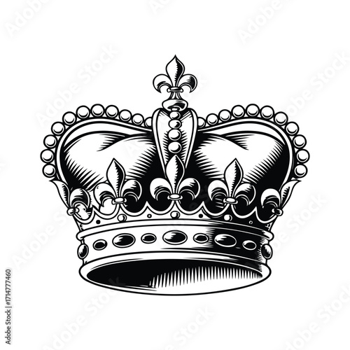 Vector art of detailed illustration of a royal crown with ornate embellishments and jewels