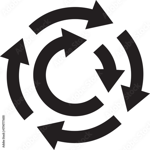 monochrome loop arrows icon symbolizing continuous improvement feedback cycle and system integration vector graphic