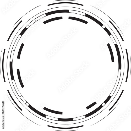 abstract futuristic circular vector design with concentric rings geometric pattern schematic digital interface elementfx