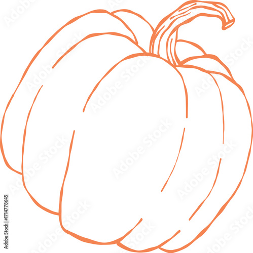 Orange pumpkin outline, Halloween clip art, autumn icon decor