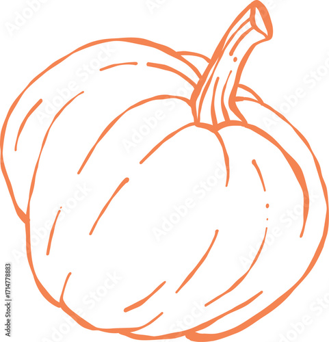Orange pumpkin outline, Halloween clip art, autumn icon decor