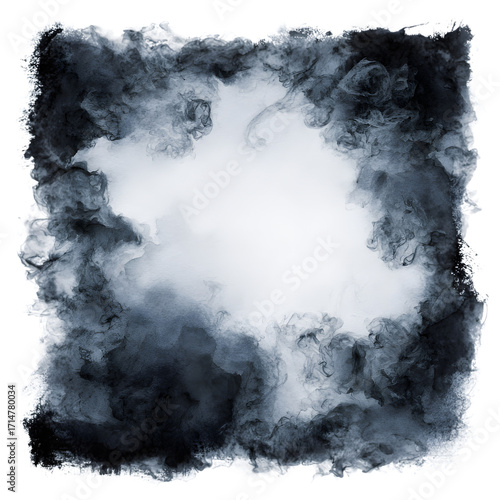 Ink in water abstract frame isolated on transparent background