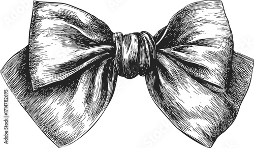 Bow tie sketch hand drawn detailed illustration with textured shading — stock vector