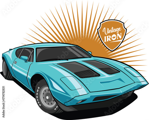Vintage Iron Classical Car vector, Retro Car Silhouette Svg, Sports Car Svg, Classic Car Vector