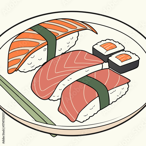 sushi rolls with salmon