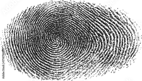 Fingerprint sketch hand drawn black ink detailed biometric pattern — stock vector