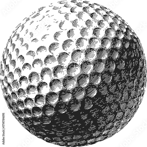 Golf ball sketch hand drawn detailed dimpled surface illustration — stock vector