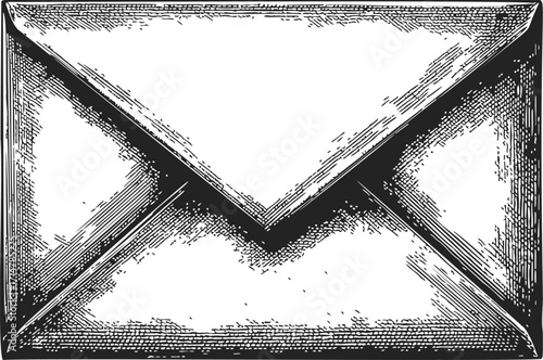 Envelope sketch hand drawn vintage style with detailed crosshatch shading — stock vector