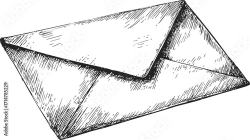 Envelope sketch hand drawn style with detailed crosshatch shading — stock vector