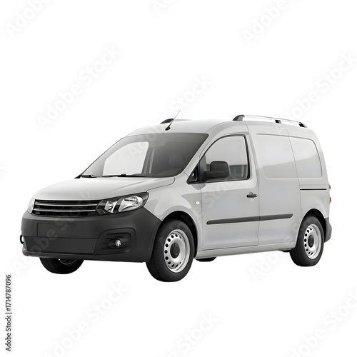 White delivery car mockup isolated on a transparent background