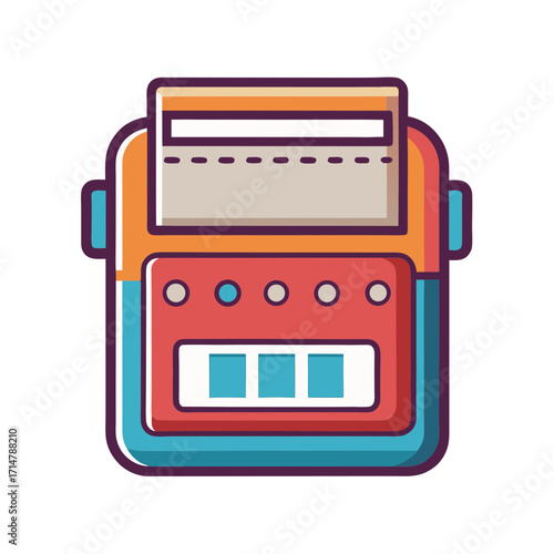 Modern credit card reader machine with stylized design and payment options