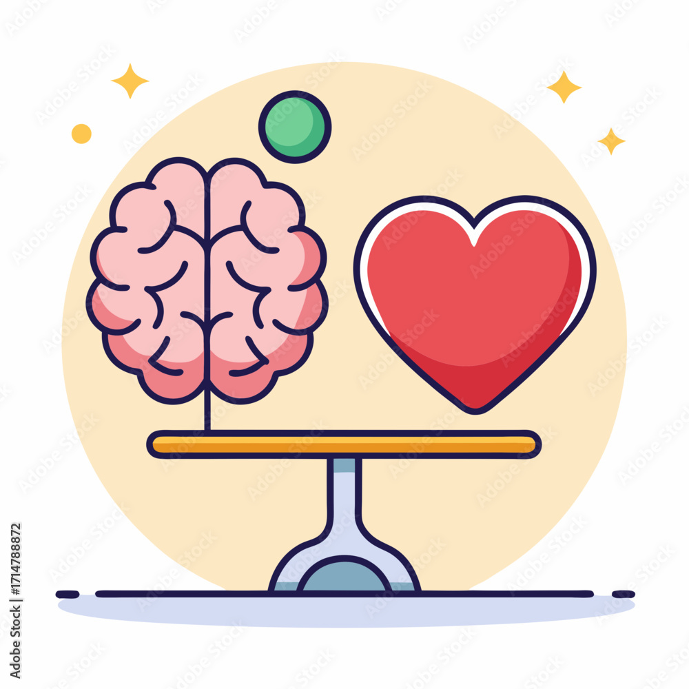 Fototapeta premium Balancing brain and heart symbolizing emotional and intellectual equilibrium