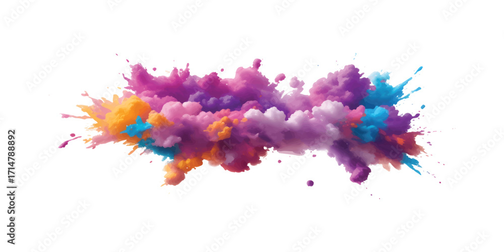Fototapeta premium Soft Holi Color Burst on White – Bright Rainbow Paint Explosion with Powder Splash for Abstract Festival Designs