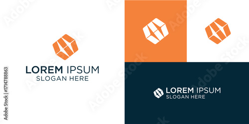Eye-catching modern logo design with geometric shapes perfect for innovative tech companies seeking a memorable brand identity, conveying sophistication and forward-thinking concepts